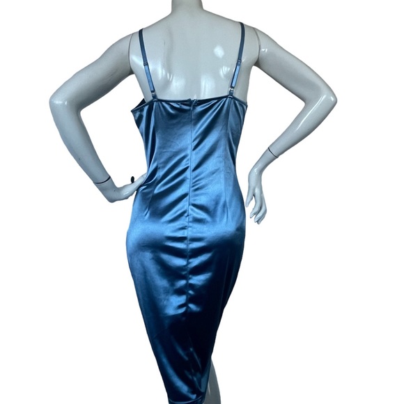 City Lux Satin Blue Bodycon Dress - Picture 7 of 17